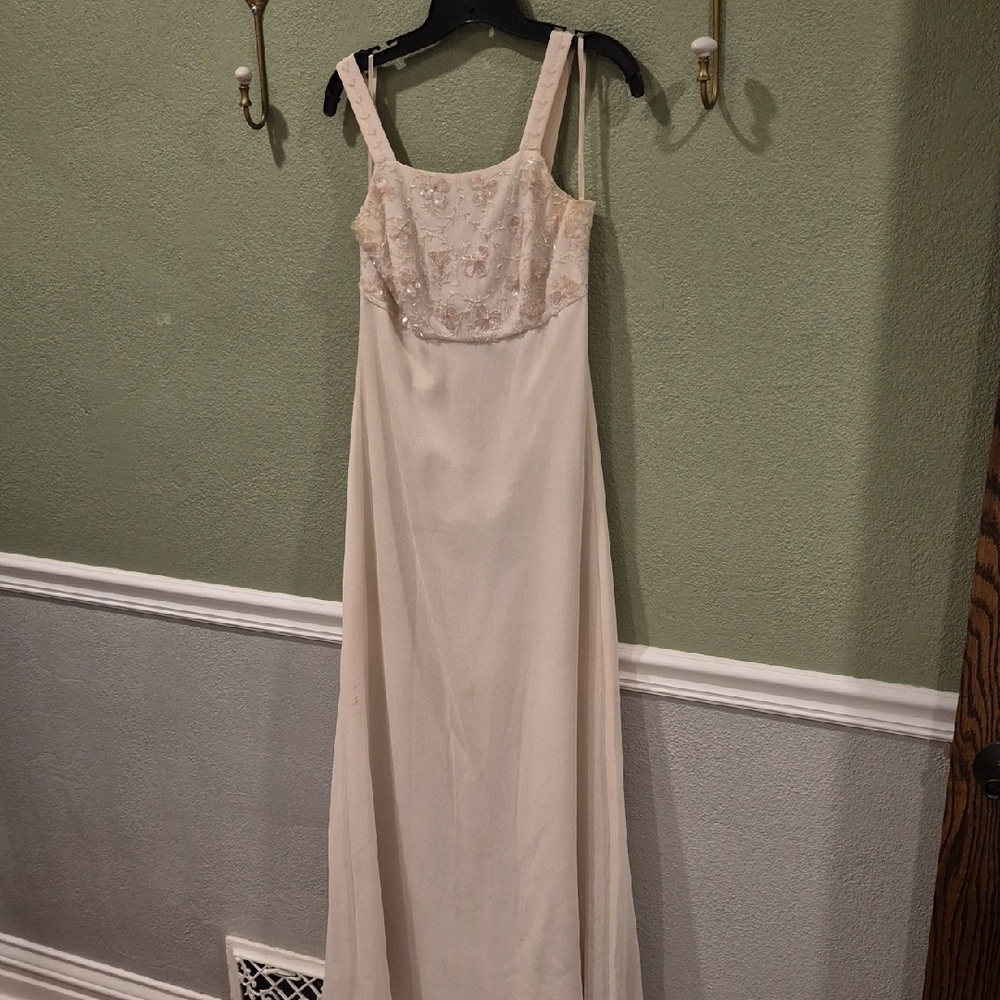 Adrianna Papell Cream Embellished Prom Dress